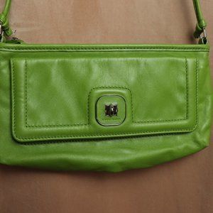 Longchamp small lime green Flap Square Shoulder Bag Button Closure